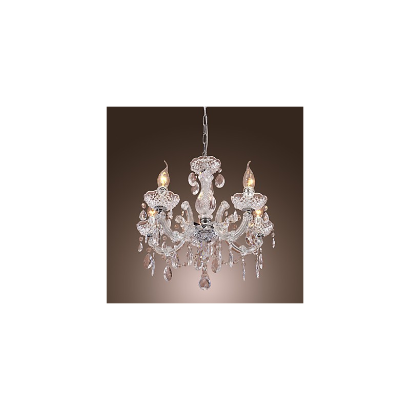 Lámpara de techo cromada Upligh, luz de vela, accesorio acrílico, lámpara colgante