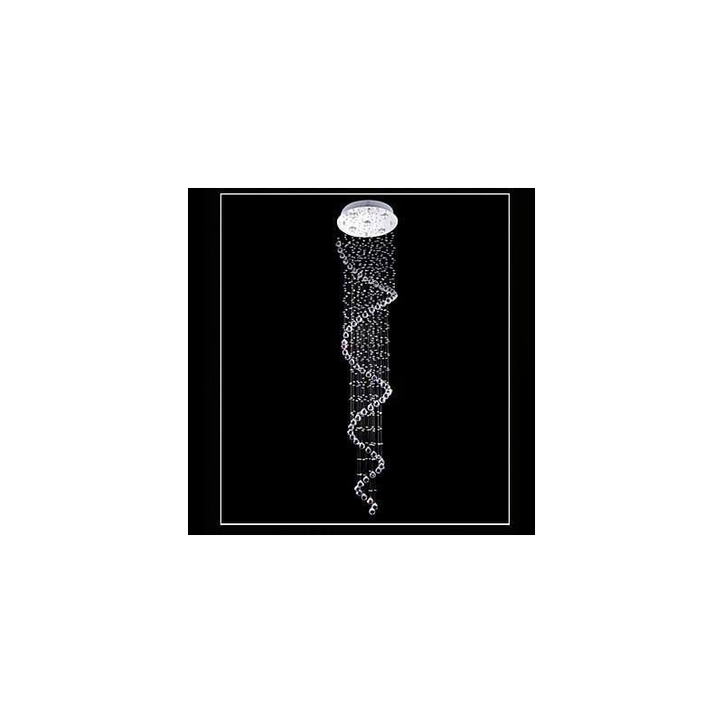 Lámpara colgante de cristal, 5 luces, plateada, transparente, K9, con forma de hélice, para techo.
