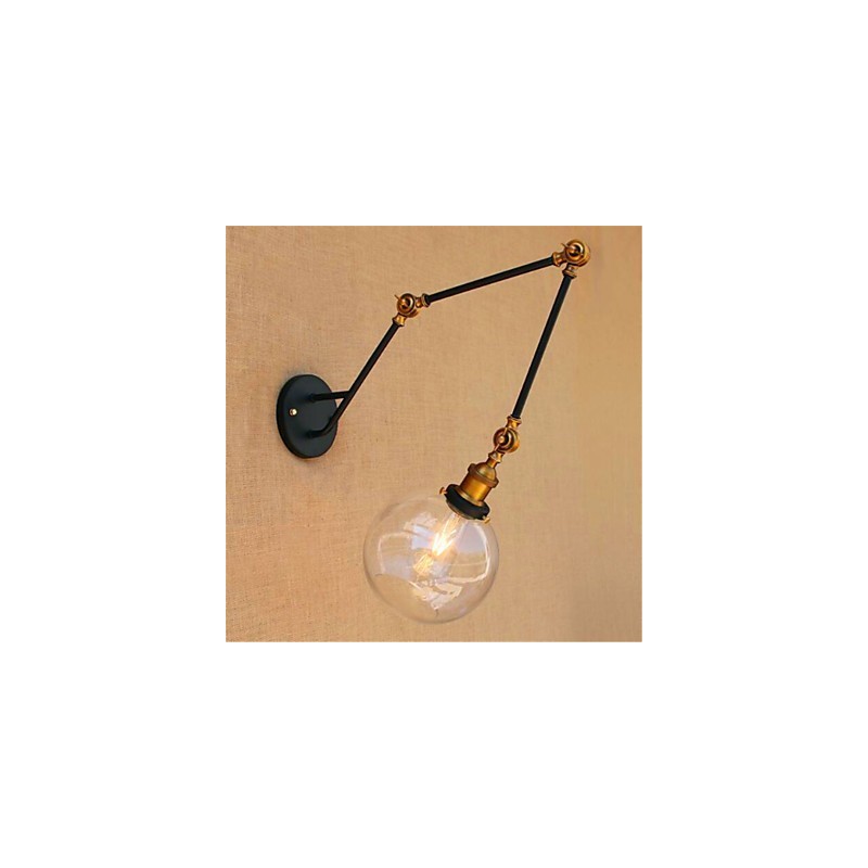 Lámpara de pared de brazo oscilante con luz ambiental de estilo rústico Lodge en cromo.