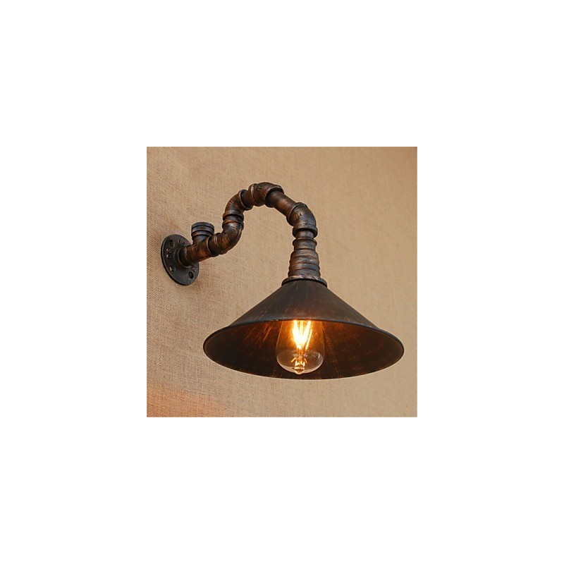 Apliques de pared con luz ambiental con acabado rústico de óxido negro estilo Lodge Country