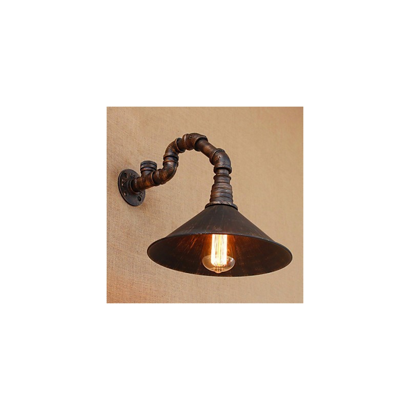 Apliques de pared con luz ambiental con acabado rústico de óxido negro estilo Lodge Country