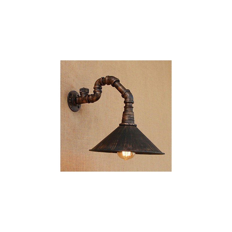 Apliques de pared con luz ambiental con acabado rústico de óxido negro estilo Lodge Country