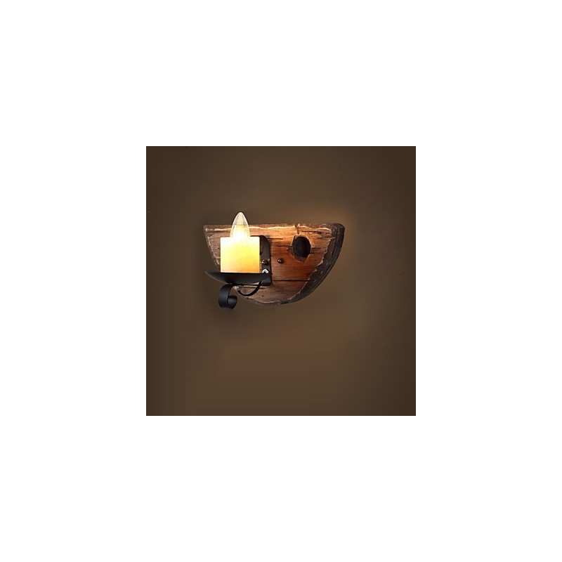 Apliques de pared con luz ambiental de estilo mini con pintura rústica de cabaña