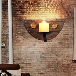 Apliques de pared con luz ambiental de estilo mini con pintura rústica de cabaña