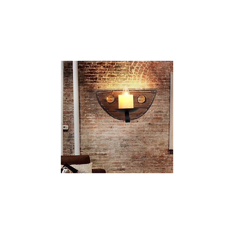 Apliques de pared con luz ambiental de estilo mini con pintura rústica de cabaña