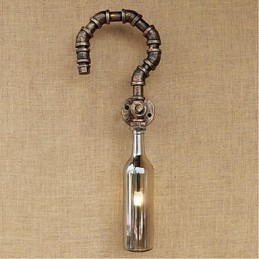 Lámpara de pared estilo retro americano con diseño de botella de agua, estilo industrial creativo, color gris