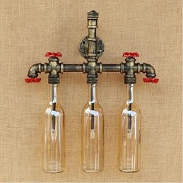 Lámpara de pared con interruptor de viento industrial retro, lámpara de pared con botella de agua, luz ámbar