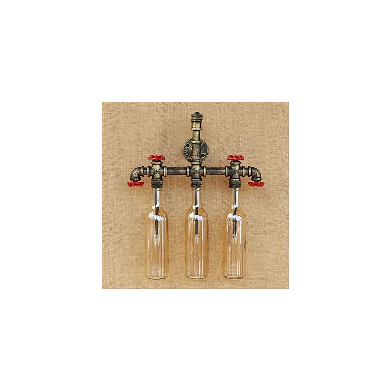 Lámpara de pared con interruptor de viento industrial retro, lámpara de pared con botella de agua, luz ámbar