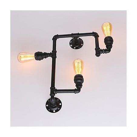 Lámparas de pared de tubo industriales vintage, luces creativas negras, iluminación decorativa para restaurante, cafetería y bar, con acabado pintado de 3 luces. Lámparas de pared de tubo industriales vintage, luces creativas negras, iluminación decorativa para restaurante, cafetería y bar, con acabado pintado de 3 luces.