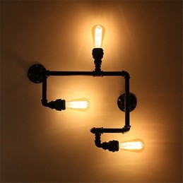 Lámparas de pared de tubo industriales vintage, luces creativas negras, iluminación decorativa para restaurante, cafetería y bar, con acabado pintado de 3 luces.