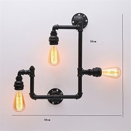 Lámparas de pared de tubo industriales vintage, luces creativas negras, iluminación decorativa para restaurante, cafetería y bar, con acabado pintado de 3 luces.