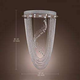 Lámpara de araña moderna contemporánea de cristal cromado con montaje empotrado