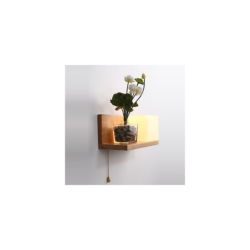 Apliques de pared de madera estilo Max Country con interruptor