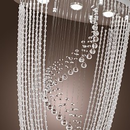 Lámpara de araña moderna contemporánea de cristal cromado con montaje empotrado