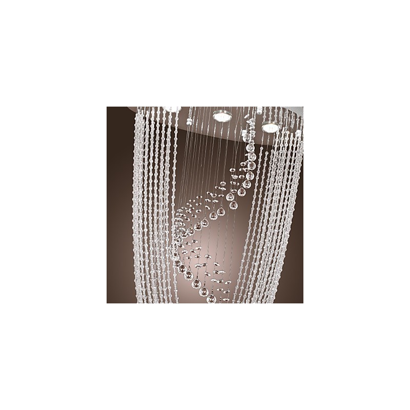 Lámpara de araña moderna contemporánea de cristal cromado con montaje empotrado