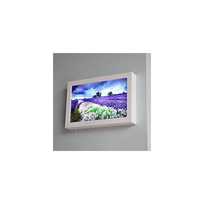 Pintura contemporánea moderna integrada para apliques de pared con luz ambiental.