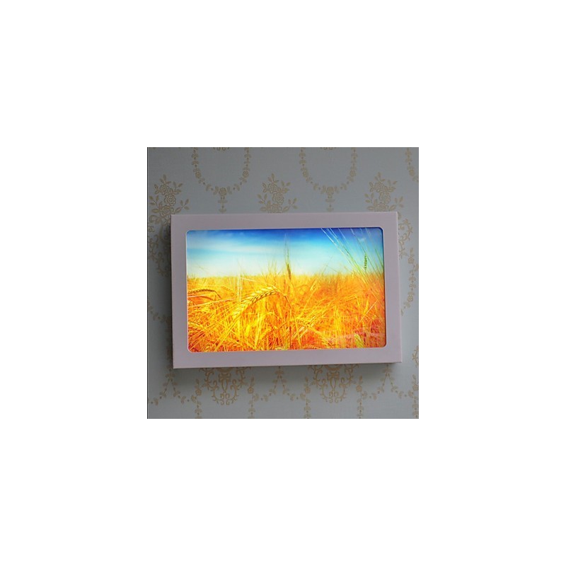 Pintura contemporánea moderna integrada para apliques de pared con luz ambiental.