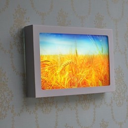 Pintura contemporánea moderna integrada para apliques de pared con luz ambiental.