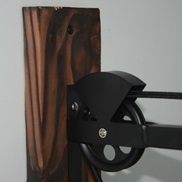 Lámpara de pared de estilo rústico americano retro creativa Lámpara de pared de polea de madera