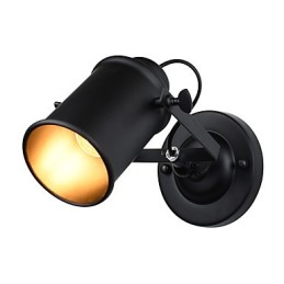 Lámpara de pared de acero pintado, estilo café americano negro, estilo retro, con sable de luz.