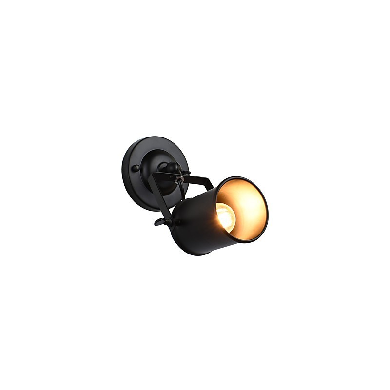 Lámpara de pared de acero pintado, estilo café americano negro, estilo retro, con sable de luz.