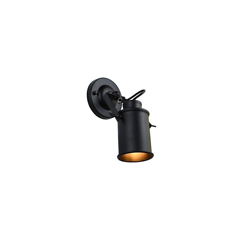 Lámpara de pared de acero pintado, estilo café americano negro, estilo retro, con sable de luz.