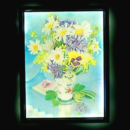 Pintura contemporánea moderna integrada para apliques de pared con luz ambiental.