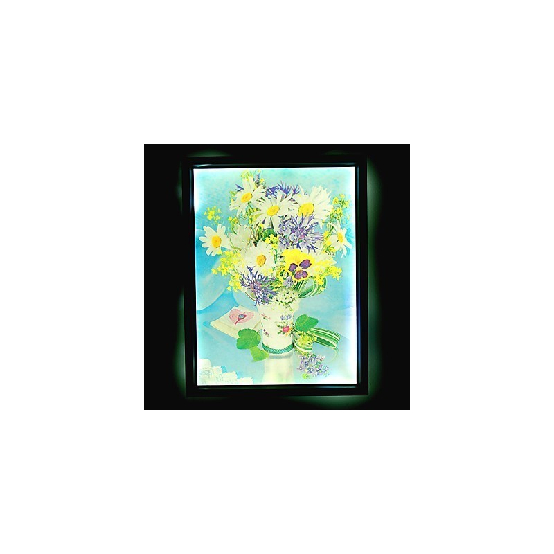 Pintura contemporánea moderna integrada para apliques de pared con luz ambiental.