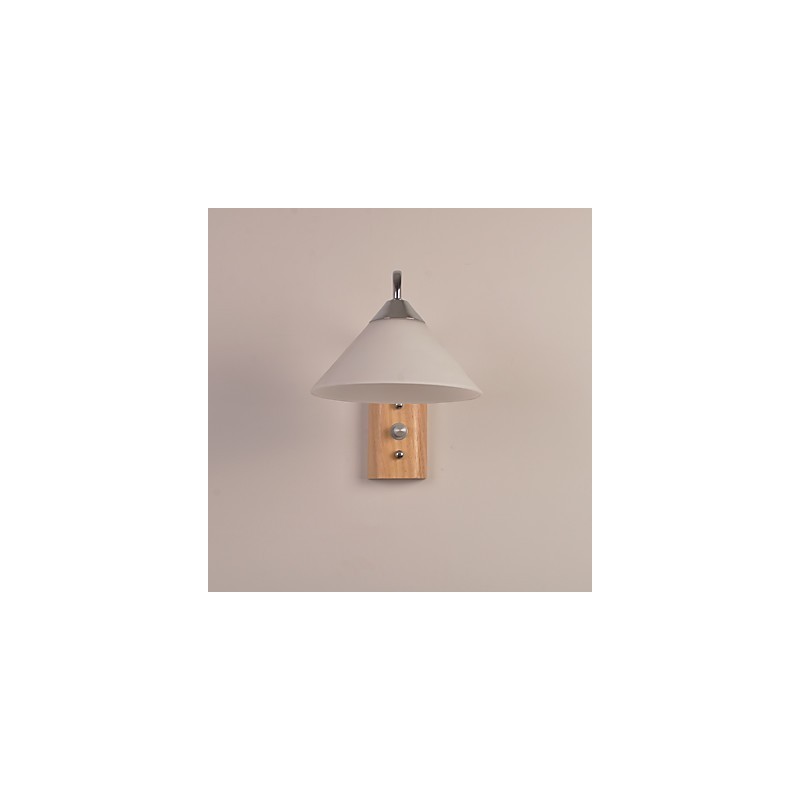 Lámpara de pared sencilla, lámpara de noche, lámpara de escritorio con pantalla de vidrio y madera maciza para dormitorio, tocador, sala de estar, habitación de bebé, dormitorio universitario, mesa de centro, librería