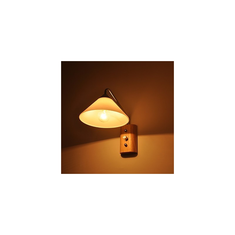 Lámpara de pared sencilla, lámpara de noche, lámpara de escritorio con pantalla de vidrio y madera maciza para dormitorio, tocador, sala de estar, habitación de bebé, dormitorio universitario, mesa de centro, librería