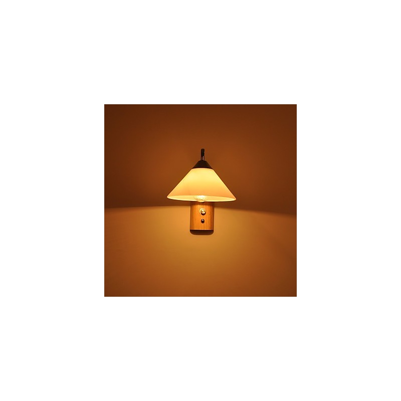 Lámpara de pared sencilla, lámpara de noche, lámpara de escritorio con pantalla de vidrio y madera maciza para dormitorio, tocador, sala de estar, habitación de bebé, dormitorio universitario, mesa de centro, librería