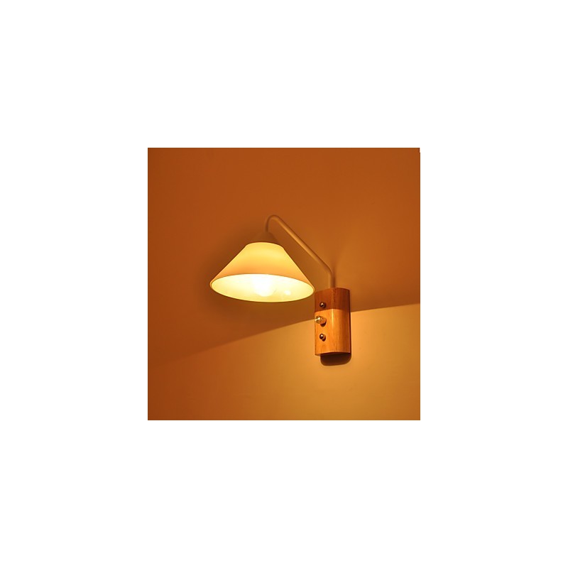 Lámpara de pared sencilla, lámpara de noche, lámpara de escritorio con pantalla de vidrio y madera maciza para dormitorio, tocador, sala de estar, habitación de bebé, dormitorio universitario, mesa de centro, librería