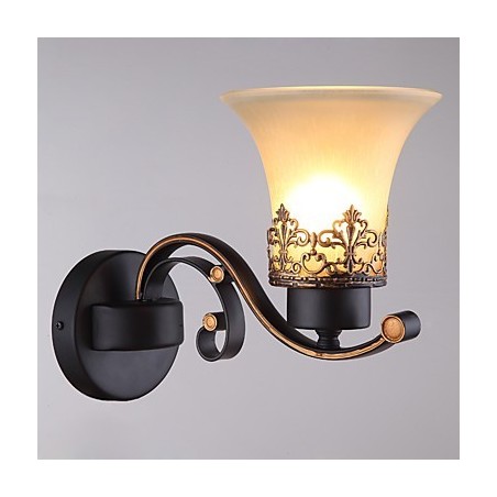 Lámpara de pared vintage de metal con vidrio y estilo campestre americano de una sola cabeza para comedor, sala de estar, entrada, vestíbulo, lámpara de pared decorativa Lámpara de pared vintage de metal con vidrio y estilo campestre americano de una sola cabeza para comedor, sala de estar, entrada, vestíbulo, lámpara de pared decorativa