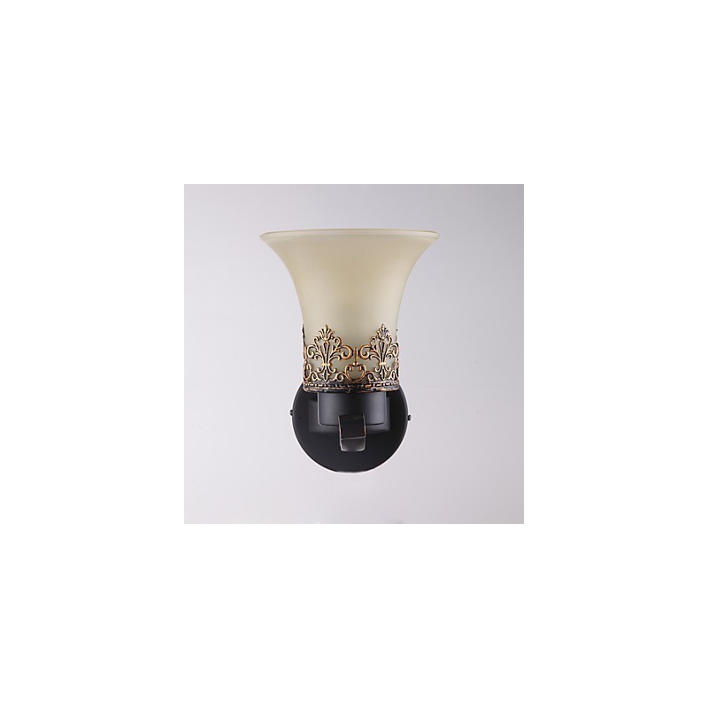 Lámpara de pared vintage de metal con vidrio y estilo campestre americano de una sola cabeza para comedor, sala de estar, entrada, vestíbulo, lámpara de pared decorativa