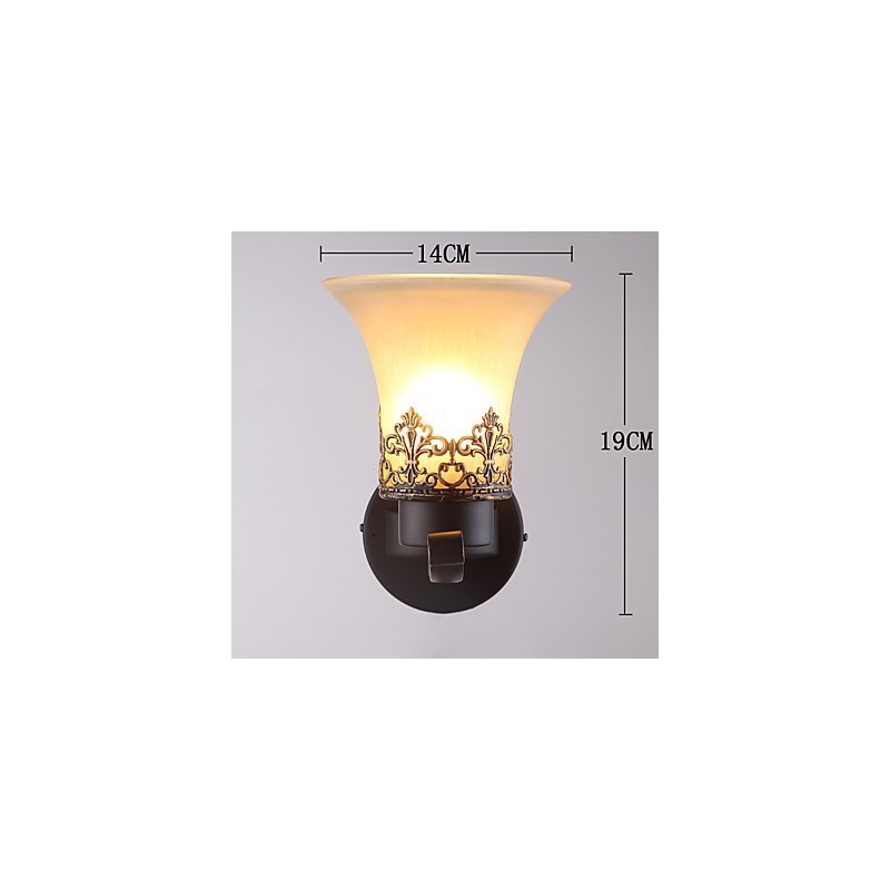 Lámpara de pared vintage de metal con vidrio y estilo campestre americano de una sola cabeza para comedor, sala de estar, entrada, vestíbulo, lámpara de pared decorativa