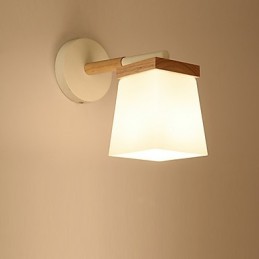 Lámpara de pared con pantalla de vidrio cuadrada para dormitorio, moderna, con luz ambiental, apliques de pared