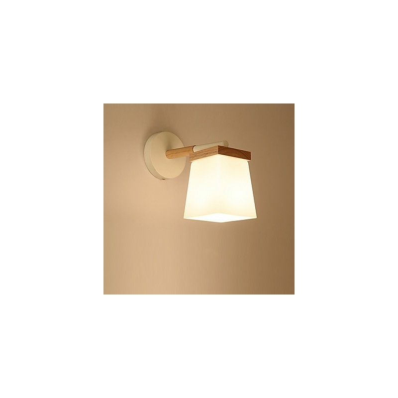 Lámpara de pared con pantalla de vidrio cuadrada para dormitorio, moderna, con luz ambiental, apliques de pared