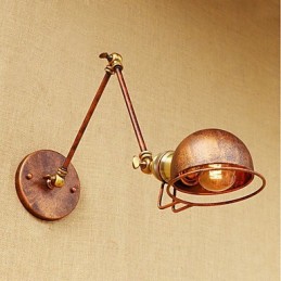 Lámpara de pared con luz ambiental y protección ocular con brazo oscilante estilo mini con pintura rústica vintage