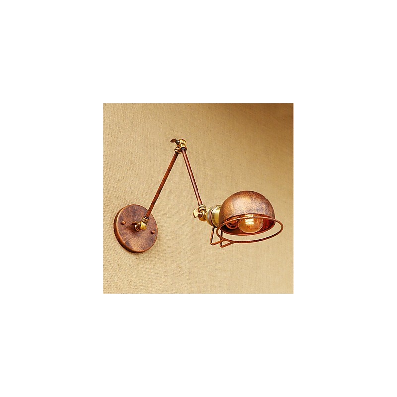 Lámpara de pared con luz ambiental y protección ocular con brazo oscilante estilo mini con pintura rústica vintage