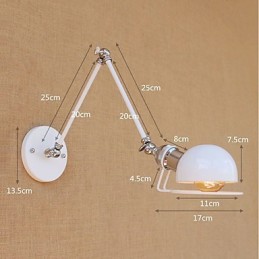 Lámpara de pared con luz ambiental y protección ocular con brazo oscilante estilo mini con pintura rústica vintage