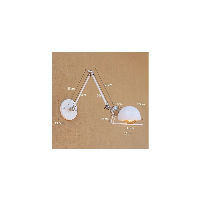 Lámpara de pared con luz ambiental y protección ocular con brazo oscilante estilo mini con pintura rústica vintage