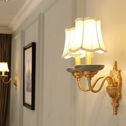 Aplique de pared de latón clásico tradicional de estilo campestre simple para apliques de pared de estilo mini, luz de pared de PU