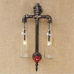 Lámpara de pared con interruptor para restaurante, bar, hierro, pipa de agua, botella de vino, transparente