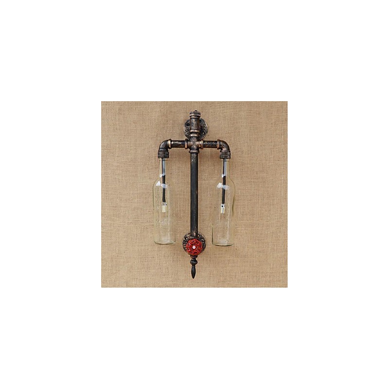 Lámpara de pared con interruptor para restaurante, bar, hierro, pipa de agua, botella de vino, transparente