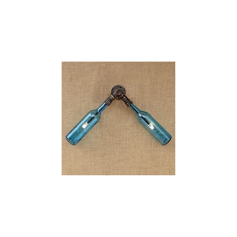 Lámpara de pared estilo retro americano con diseño de botella de agua y viento, estilo industrial creativo, color azul