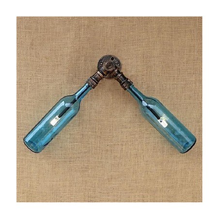 Lámpara de pared estilo retro americano con diseño de botella de agua y viento, estilo industrial creativo, color azul Lámpara de pared estilo retro americano con diseño de botella de agua y viento, estilo industrial creativo, color azul