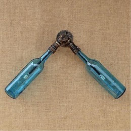 Lámpara de pared estilo retro americano con diseño de botella de agua y viento, estilo industrial creativo, color azul