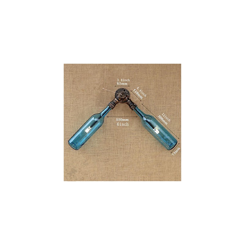 Lámpara de pared estilo retro americano con diseño de botella de agua y viento, estilo industrial creativo, color azul