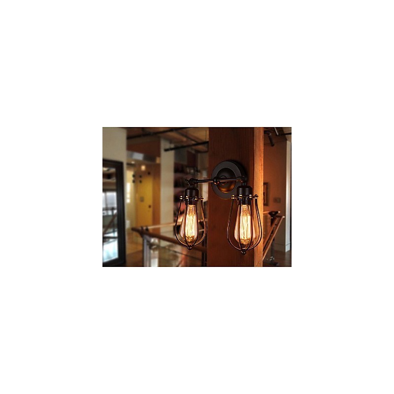 Lámpara de pared de hierro estilo pueblo americano de pomelo retro, lámpara de pared para pasillo de restaurante antiguo