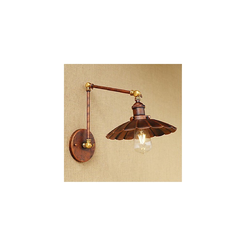 Aplique de pared plegable retráctil nostálgico retro creativo de medio óxido con brazo largo